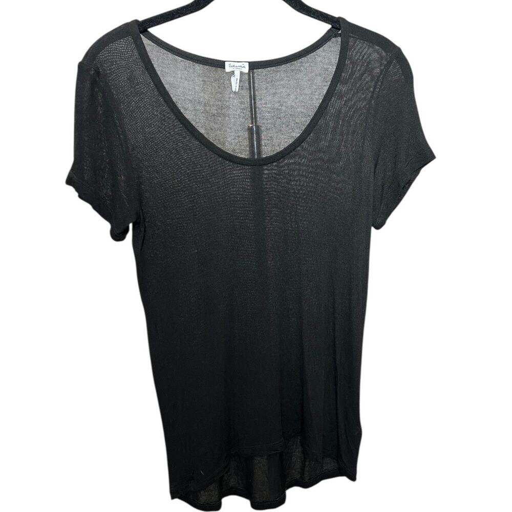 Splendid Sheer Black Scoop Neck Tee Made in USA Minimalist Basic Capsule - XS